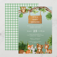 Cute Woodland Animals Personalised Baby Shower