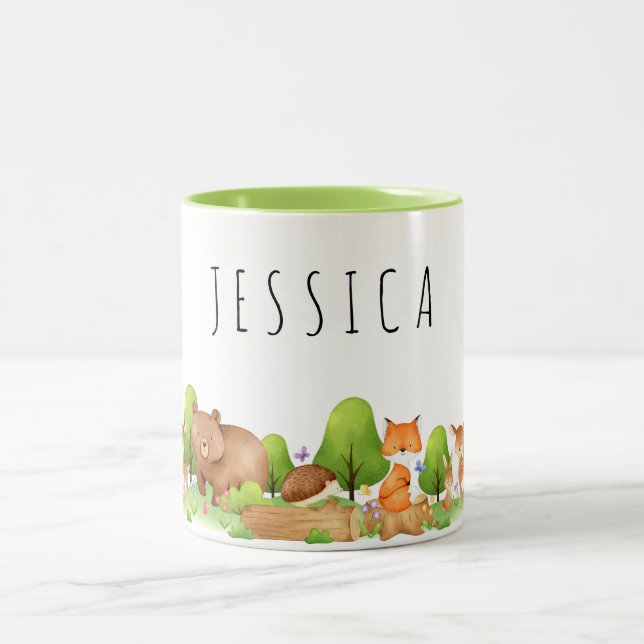 Cute woodland animals personalised kids mug (Center)