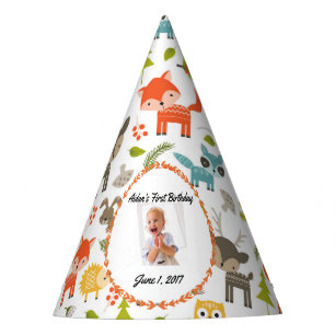 Cute Woodland Animals Personalised Photo Party Hat