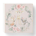 Cute Woodland Animals Pink Floral Greenery Wreath