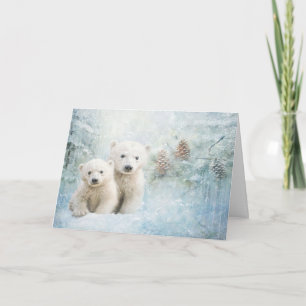 Cute Woodland Animals Polar Bear In Snow Greeting  Card