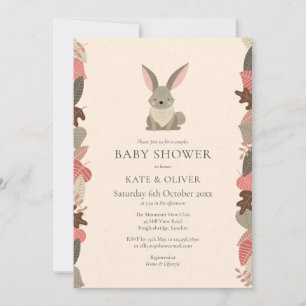 Cute Woodland Animals Rabbit Couples Baby Shower Invitation