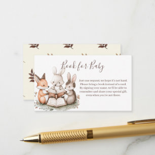 Cute Woodland Animals Reading a Book for Baby Enclosure Card