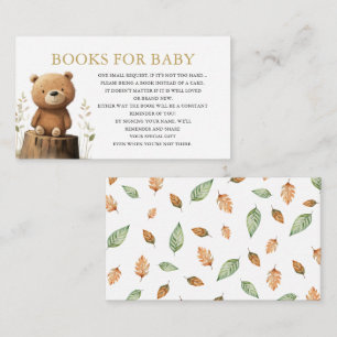 Cute Woodland Animals rustic Books for baby shower Enclosure Card
