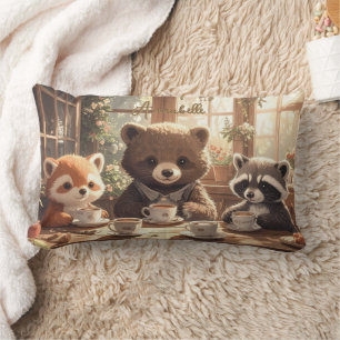Cute Woodland Animals Tea Party Custom Nursery Kid Lumbar Cushion
