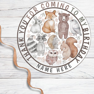 Cute Woodland Animals Thank You Party Classic Round Sticker