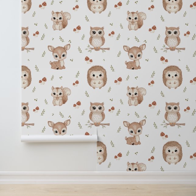 Cute Woodland Animals Wallpaper for Nursery (Application)