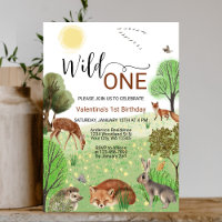 Cute Woodland Animals Wild One First 1st Birthday