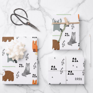 Cute Woodland Animals Wrapping Paper Sheet