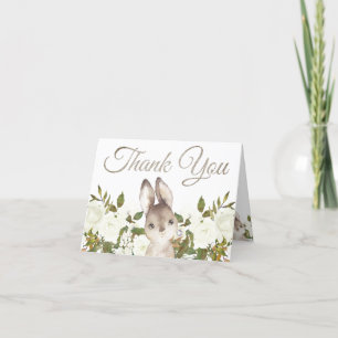 Cute Woodland Baby Bunny Birthday Thank You Card
