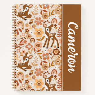 Cute Woodland Baby Deer Floral Pattern Notebook