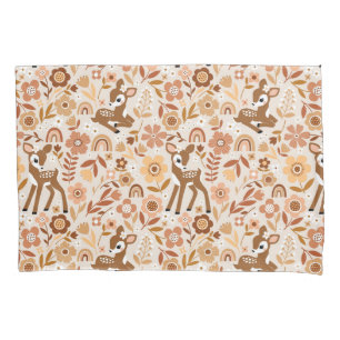 Cute Woodland Baby Deer Floral Pattern Pillowcase