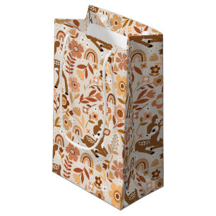 Cute Woodland Baby Deer Floral Pattern Small Gift Bag