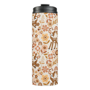 Cute Woodland Baby Deer Floral Pattern Thermal Tumbler