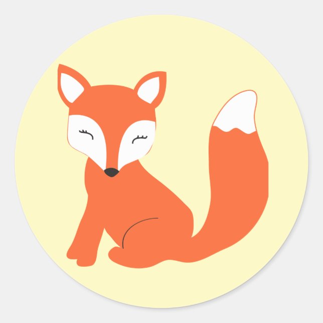 Cute Woodland Baby Fox Classic Round Sticker (Front)