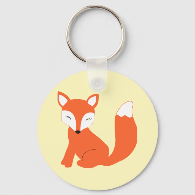 Cute Woodland Baby Fox Key Ring (Front)