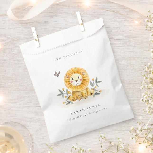 Cute Woodland Baby Lion Foliage Any Age Birthday Favour Bags (Clipped)
