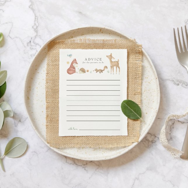 Cute Woodland Baby Shower Advice Card (Creator Uploaded)
