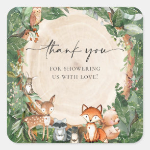 Cute Woodland Baby Shower Square Sticker