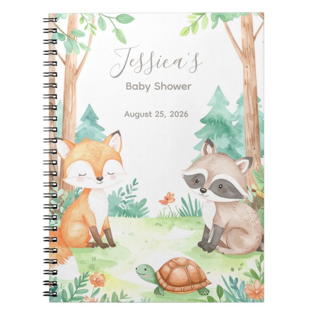 Cute Woodland Baby Shower Theme Gift Notebook (Front)