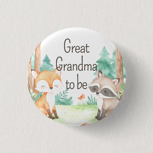 Cute Woodland Baby Shower Theme Great Grandma  3 Cm Round Badge (Front)