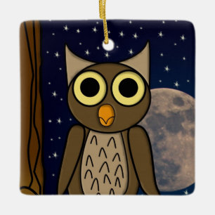 Cute Woodland Bird Artwork Ceramic Ornament