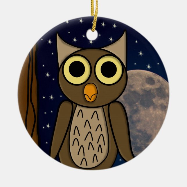 Cute Woodland Bird Artwork Ceramic Tree Decoration (Front)