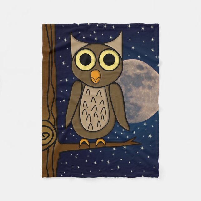 Cute Woodland Bird Artwork Fleece Blanket (Front)