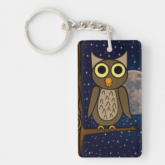 Cute Woodland Bird Artwork Key Ring (Front)