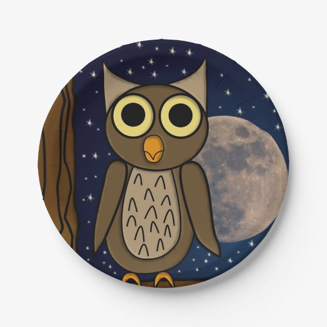 Cute Woodland Bird Artwork Paper Plate (Front)