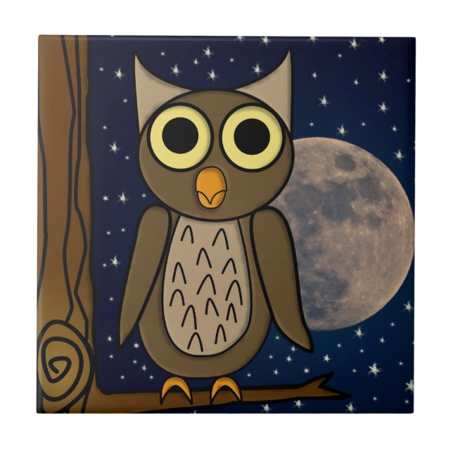 Cute Woodland Bird Artwork Tile (Front)