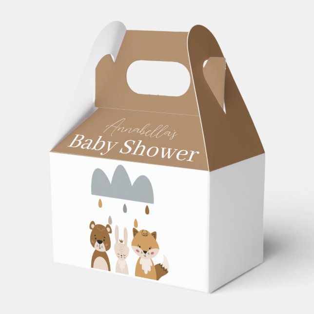 Cute Woodland Boho Animals Baby Shower Favour Box (Front Side)