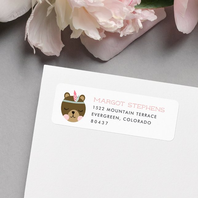 Cute Woodland Boho Baby Bear Cub Return Address (Creator Uploaded)