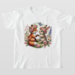 Cute woodland bunny fox girls T-Shirt