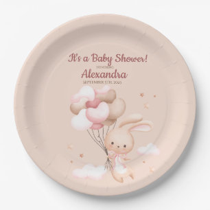 Cute Woodland Bunny Rabbit Baby Shower Paper Plate