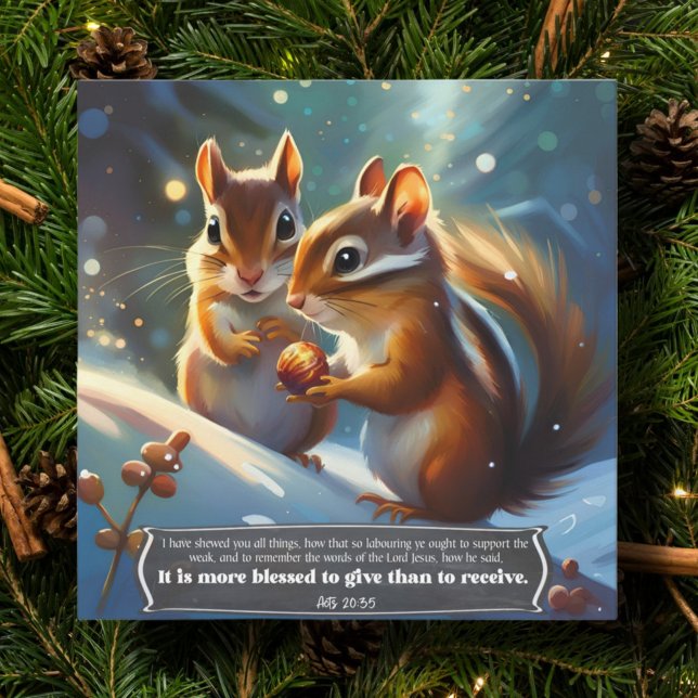 Cute Woodland Chipmunks Bible Verse Christmas Holiday Card (Creator Uploaded)