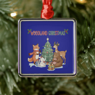 Cute Woodland Christmas Animals - Festive Forest  Metal Tree Decoration