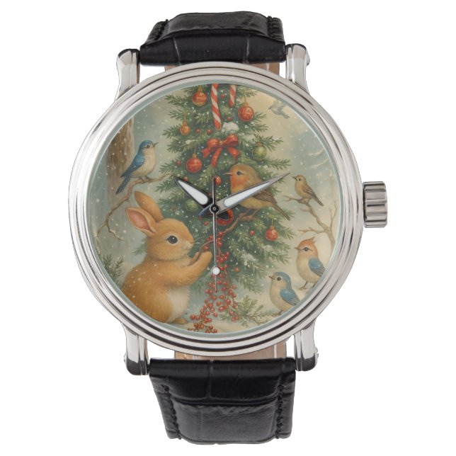 Cute woodland christmas cozy festive illustration  watch (Front)
