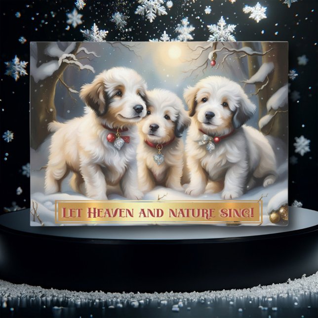 Cute Woodland Christmas Puppies Christian Holiday Card (Creator Uploaded)