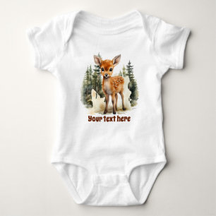 cute woodland Country deer add text  Baby Bodysuit
