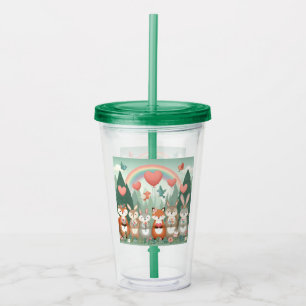 Cute Woodland Creature rainbow valentine's Acrylic Tumbler