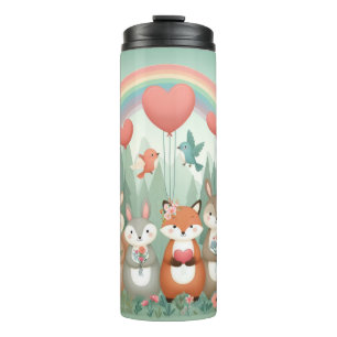 Cute Woodland Creature rainbow valentine's Thermal Tumbler
