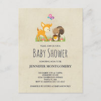 Cute Woodland Creatures Cartoon Baby Shower