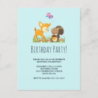 Cute Woodland Creatures Cartoon Birthday Party
