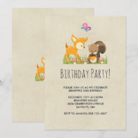 Cute Woodland Creatures Cartoon Drawing Birthday