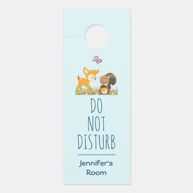 Cute Woodland Creatures Cartoon Illustration Door Hanger (Front)
