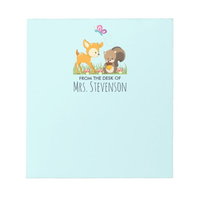 Cute Woodland Creatures Cartoon Illustration Notepad (Front)
