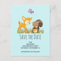 Cute Woodland Creatures Cartoon Save the Date