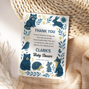 Cute Woodland Creatures Rustic Forest Baby Shower Thank You Card