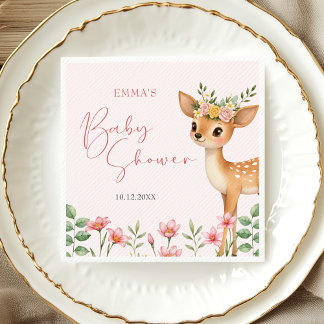 Cute Woodland Deer Baby Shower Napkin